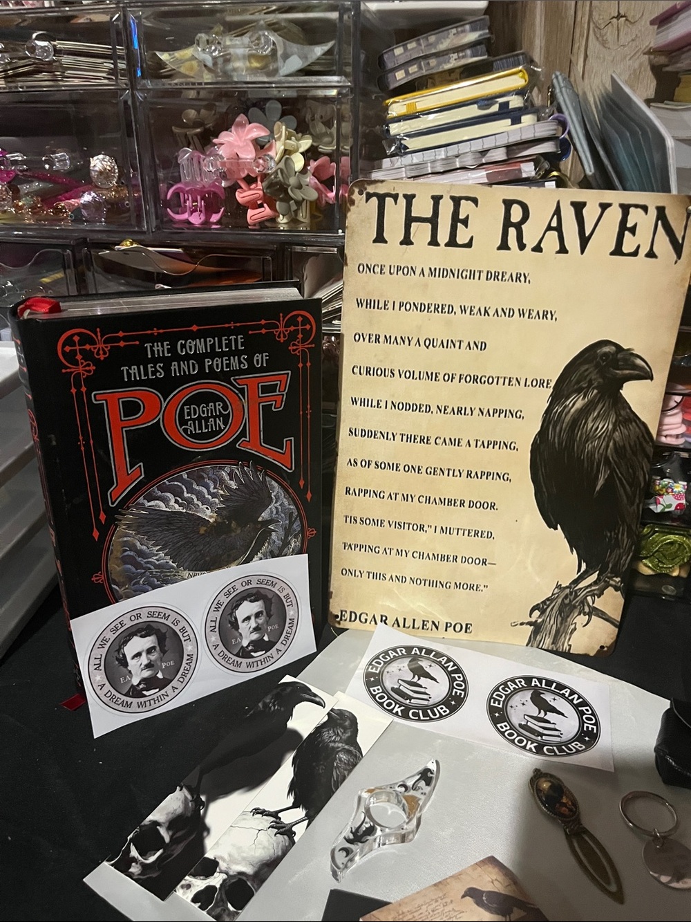 Edgar Allan Poe The Raven Decorative Book Sign & Collectible Set